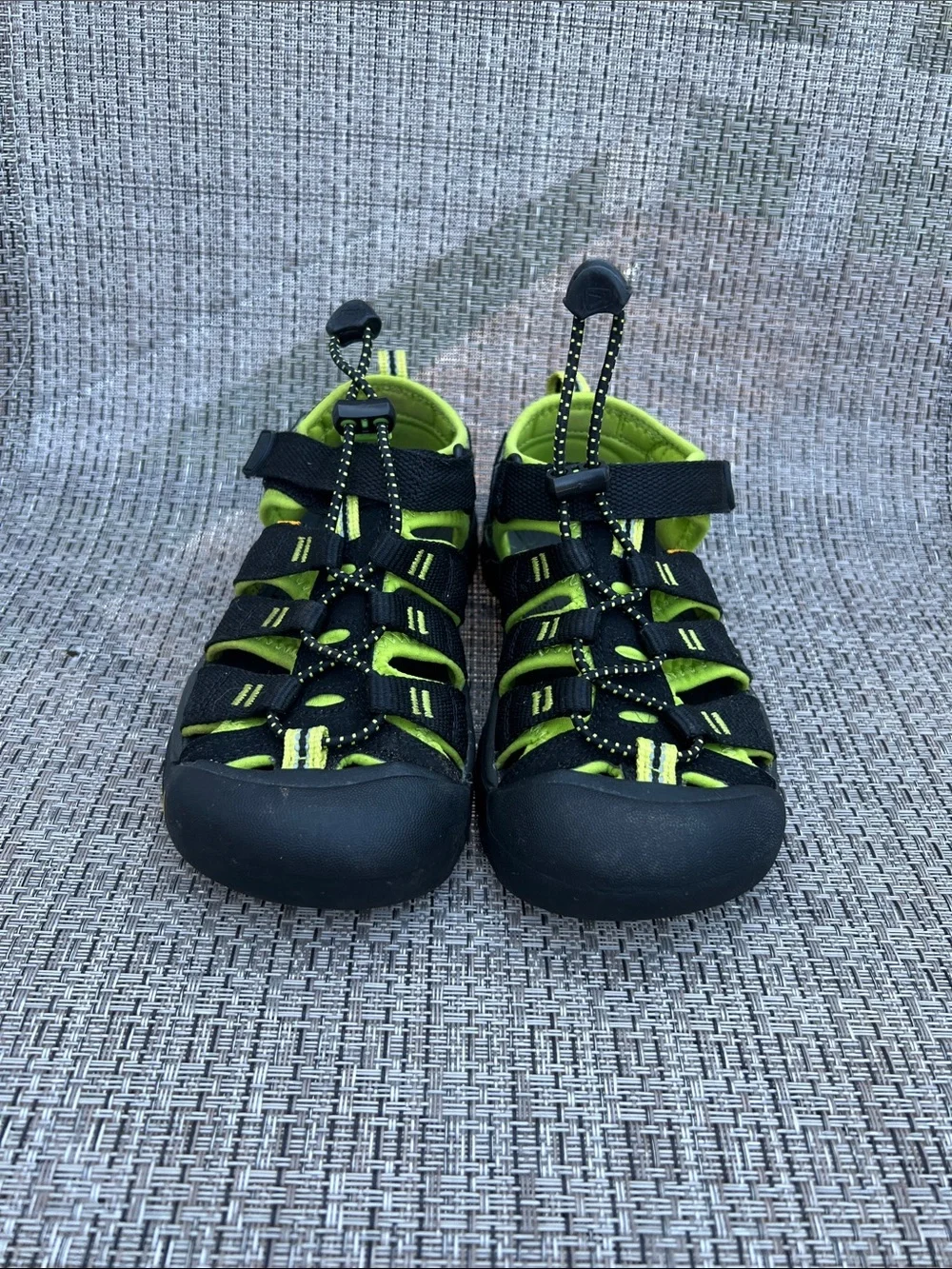 Keen Kids Black and Lime Green Closed-Toe Sandal